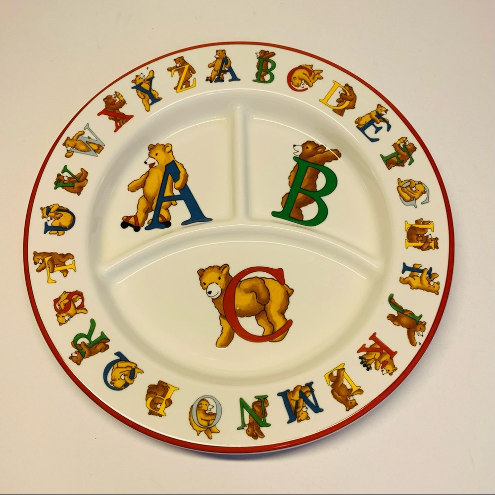 Tiffany & Co. Child Divided Sectional Plate ABC Alphabet Bears Made in USA 1994
